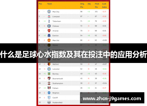 什么是足球心水指数及其在投注中的应用分析
